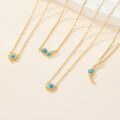 wholesale 925 Sterling Silver Turquoise Necklace, Small and Exquisite Retro Women's Collarbone Chain, European and American Fashion Cross-Border Jewelry-0-1