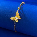 wholesale S925 gold-plated vintage botanical-inspired brushed dreamy butterfly adjustable high-end bracelet-0-2