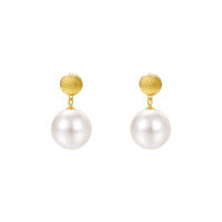 wholesale 18k Gold Plated S925 Silver French Pearl Earrings With Ins Advanced Sense-E4109-Gold 925 Silver