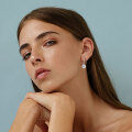 S925 Sterling Silver Moissanite Round Earrings, Simple Fashion Ear Hooks-0-1