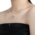 wholesale S925 Sterling Silver Swarovski Pearl Heart Necklace for Women, Minimalist Style, High-End Ins Feel, Elegant Collarbone Chain-0-2