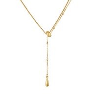 wholesale 925 Sterling Silver Cross-Border Hot-Selling Women's Necklace, Minimalist Double-Layer Ins-Style Personalized Chain Tassel Teardrop Design-Gold DY191102-SG-NA 925 silver