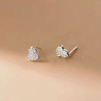 wholesale S925 Sterling Silver Fresh and Sweet Ins Style Niche Design Personalized Full-Diamond Gourd Earrings M06613-S925 silver pair 925 silver