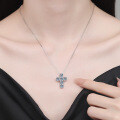 S925 Silver 3ct Cross Necklace with Moissanite, Chic Collarbone Chain-0-2