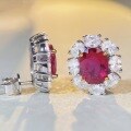wholesale S925 Sterling Silver Ruby Earrings for Women with Full Diamond Zirconia High Carbon Diamond Luxurious Style Wholesale-0-3