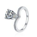 wholesale S925 Sterling Silver 2-Carat Pear-Shaped Crown Moissanite Women's Ring-0-3