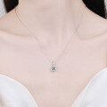 wholesale 925 Sterling Silver Moissanite Round Pendant Women's Light Luxury Design Necklace Simple Daily Korean Collarbone Chain Wholesale Ready Stock-0-3
