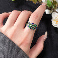 wholesale S925 Sterling Silver Personalized Trendy Literary Retro Niche Design Peacock Feather Ring R02770-0-1