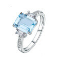 wholesale S925 Sterling Silver Classic Minimalist Topaz Jewelry Set Gemstone Earrings Pendant Cross-border Ins Style Ring-0-1