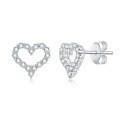 wholesale 18k white gold plated sterling silver classic minimalist full diamond moissanite heart-shaped earrings-0-0