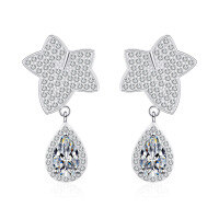 wholesale PT950 gold plated 925 sterling silver earrings for women with moissanite maple leaf drop earrings, factory wholesale in stock-5x8 pear-shaped zircons 925 silver
