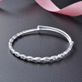 wholesale 999 Sterling Silver Floral Bamboo Knot Adjustable Bangle Bracelet for Mother's Day Gift for Mom-0-1