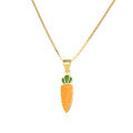 wholesale 925 Sterling Silver Amazon Cross-Border Best-Selling Women's Necklace, Fresh and Minimalist Cartoon Vegetable Small Carrot Enamel Pendant-0-4