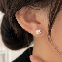 wholesale S925 Sterling Silver Plated Zircon Ear Studs for Women, Korean Version Chic Design, Fashionable and Exquisite Earrings-Sterling silver