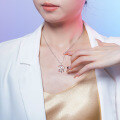 wholesale S925 Sterling Silver Women's Moonstone Snake Necklace with Bell and Ruyi Lock, Small and Unique Design, New Chinese Style Collarbone Chain-0-3