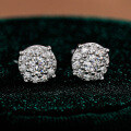 S925 Silver Moissanite Stud Earrings Hip-Hop Unisex Cross-border Supply-0-0