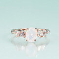 wholesale S925 sterling silver and rose gold plated fashion luxury ring inlaid with natural moonstone, classic elegant gemstone ring-0-1