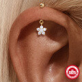 wholesale S925 Sterling Silver Vertical Bead Threaded Cartilage Earring with Heart Moon Diamond Flower-0-2