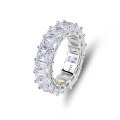wholesale S925 Sterling Silver Zirconia Seven Princess Ring for Women, Small and Niche Stackable Row Ring,HW。-0-10