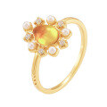 wholesale S925 silver gold-plated retro agate* floral amber smoke ring for women, Dunli Jewelry 22 autumn new collection-0-0