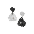 wholesale S925 Sterling Silver 798 Irregular Diamond Inlaid Earrings Women's Aloof Style Textured Two-Tone Electroplated Silver Earrings-0-5