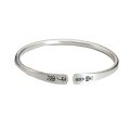 wholesale 999 Silver Open-Ended Small Seal Script "Peace and Joy" Bracelet for Women, Thin Retro Chinese Style Solid Bangle for Students-0-4