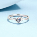 wholesale S925 Sterling Silver 30-Point Heart Moissanite Ring, Cute, Simple, and Versatile Valentine's Day Gift-0-0