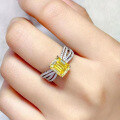 wholesale 925 Silver Plated with Simulated Diamond Luxurious Rectangular Emerald Cut Ring Band 7*9mm-0-2