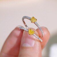 wholesale S925 Sterling Silver Red Elk Diamond Heart Ring for Women, Sweet and Romantic, Versatile for Best Friends, Fashionable and Trendy-BZ0152-White Gold US Size 6