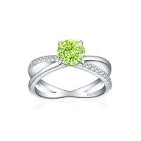 wholesale 925 Sterling Silver New 12ct Flame Ice Cut Ring European & American 7*7 Color Gem High Carbon Diamond Cross Women's Ring-Fireworks G-17 Apple Green US size 5#