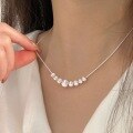 wholesale S925 Sterling Silver Frosted Brushed Ball Gradient Necklace for Women, Korean Dongdaemun New Style High-End Minimalist Pendant Chain-0-2