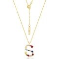 wholesale S925 Sterling Silver European and American Style Rainbow 26 Alphabet Letter Necklace with Colorful Zirconia and Diamond Pendant Women's Cross-border Best Seller-0-23