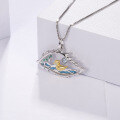 wholesale Designer-style high-end gemstone pendant "Lake in the Eyes" S925 silver enamel natural topaz necklace pendant-0-2
