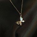 wholesale 925 Sterling Silver White Mother-of-Pearl Butterfly Necklace for Women, Light Luxury Small Brand Design Sense Collarbone Chain, Korean Version New-0-1