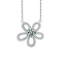 S925 Sterling Silver Moissanite Sunflower Pendant Necklace-0-3