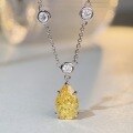 wholesale S925 Sterling Silver Jewelry Women's Yellow Diamond Teardrop High Carbon Diamond Bubble Chain Versatile High-End Collarbone Necklace-0-3