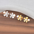 Sterling Silver Moissanite Pearl Earrings with Petal Design-0-2