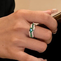 wholesale 925 Sterling Silver New ZHUO ZHI FAN Jewelry 6*6mm Heart-Shaped Simulated Emerald Engagement Ring for Women-R1126 Green Diamond Heart-Shaped Ring  Size 8