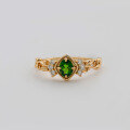 wholesale S925 silver plated with 14K gold, French vintage minimalist style demantoid garnet ring-0-1