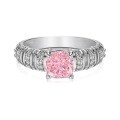 wholesale S925 Sterling Silver New Women's Ring with Blue Pink Square Ice-Cut Zirconia and Inlaid Diamonds, Thick Band, Exquisite Ultra-Sparkle Closed Ring-0-6