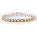 wholesale S925 Sterling Silver 3/4/5mm Tennis Chain with Lab-Grown Sapphire for Women, Ins Style Yellow Gemstone Bracelet Gift-0-4