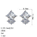 S925 Sterling Silver Moissanite Square Stud Earrings for Women, Simple and Versatile-0-3