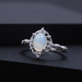wholesale Sterling Silver Designer Luxury Jewelry Natural Opal Gemstone Ring, European and American Fashion-0-0