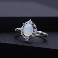 wholesale Sterling Silver Designer Luxury Jewelry Natural Opal Gemstone Ring, European and American Fashion-Natural Opal Ring US Size 8