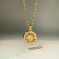 wholesale 18K gold-plated ancient method gold Shuibei same style small compass pendant necklace with diamondsand gold, same as gold store style-0-1