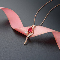 wholesale S925 silver tulip pendant women Korean style diamond inlay niche design high-end rose gold necklace jewelry wholesale-003783-[Pendant without chain]>925 silver