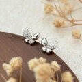 wholesale S999 Sterling Silver Butterfly Stone-Studded Earrings for Women, Light Luxury Fashion, Forest Style Exquisite Ear Accessories Trendy-0-1