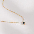 wholesale 10K Gold Japanese Retro Style Light Luxury Blue Sapphire and White Zircon Necklace, Everyday Jewelry Wholesale Manufacturer-0-3
