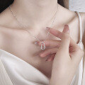 wholesale S925 Sterling Silver Korean Style Internet Celebrity Minimalist Plain Pendant Necklace INS Trendy Commuting Versatile Collarbone Chain-0-1