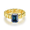 wholesale S925 silver gold-plated Italian-style woven Cuban ring 7*9mm emerald-cut moissanite women's niche-0-7